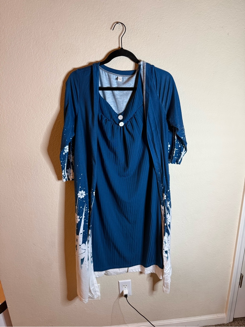 Blue Floral Dip-Dye Tunic Dress